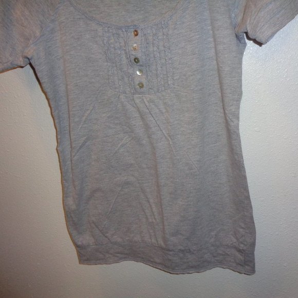 Eyelash Couture Gray Short Sleeve Top L - Picture 3 of 9